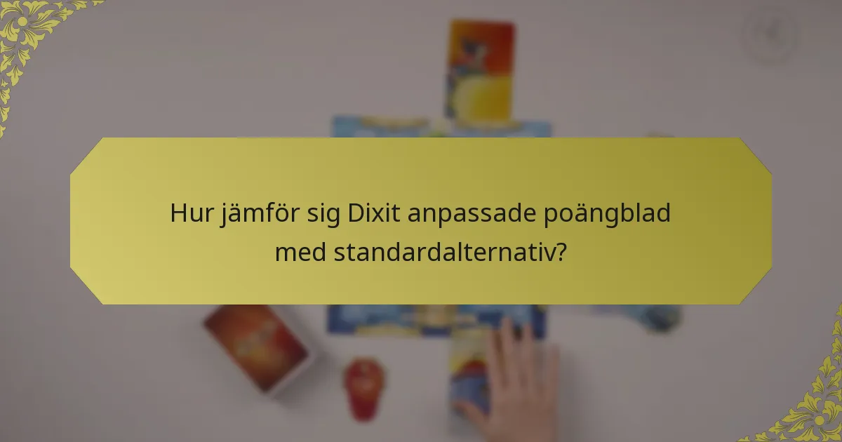 Hur jämför sig Dixit anpassade poängblad med standardalternativ?